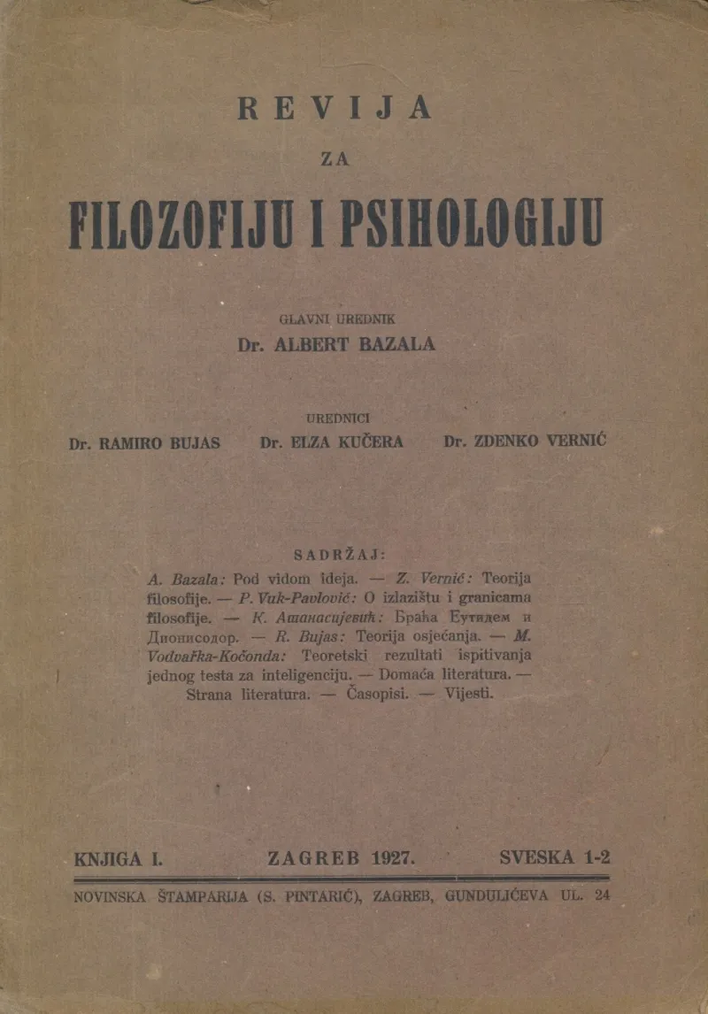 Revija za filozofiju i psihologiju 1-2/1927