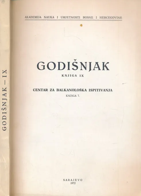 Godišnjak knjiga IX. Centar za balkanološka ispitivanja knjiga 7.