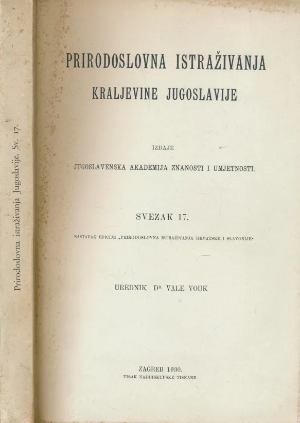 Prirodoslovna istraživanja Kraljevine Jugoslavije, sv. 17